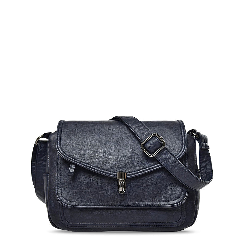 CALORA_ Vegan Leren Crossbody Tas met Zachte Voering en Zwarte Details