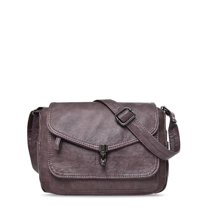 CALORA_ Vegan Leren Crossbody Tas met Zachte Voering en Zwarte Details