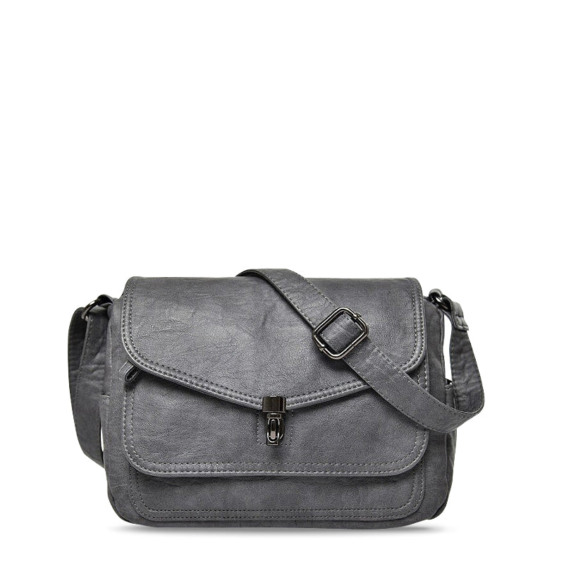 CALORA_ Vegan Leren Crossbody Tas met Zachte Voering en Zwarte Details