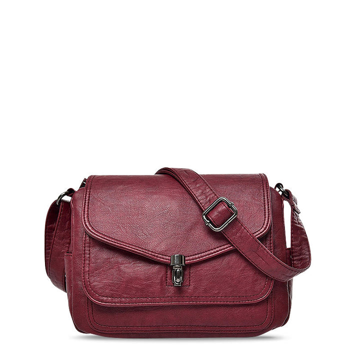 CALORA_ Vegan Leren Crossbody Tas met Zachte Voering en Zwarte Details