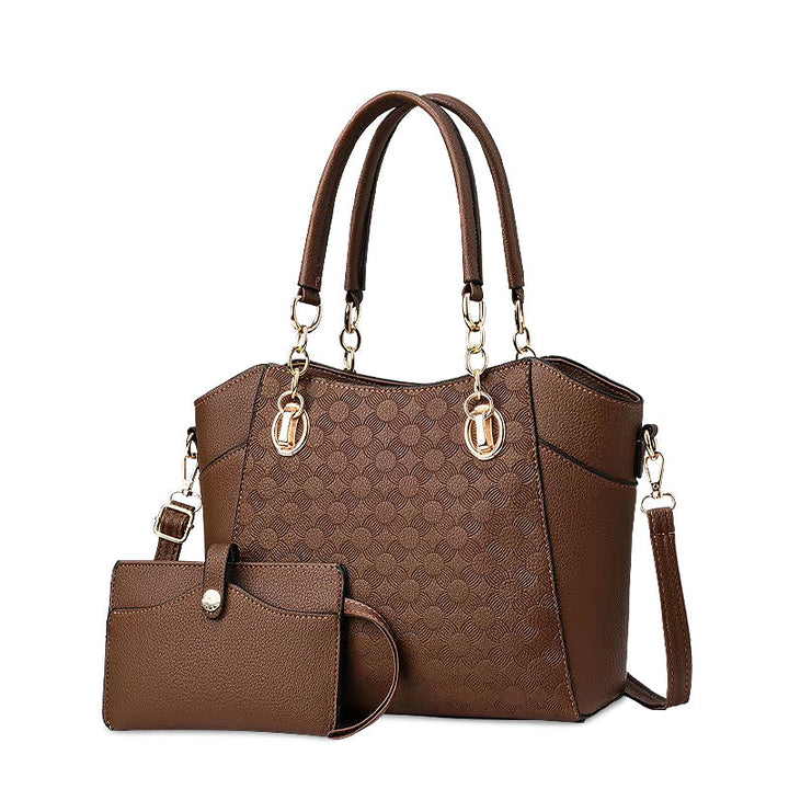 CALORA_ Vegan Leren Dames Handtas met Gouden Details en Zachte Voering