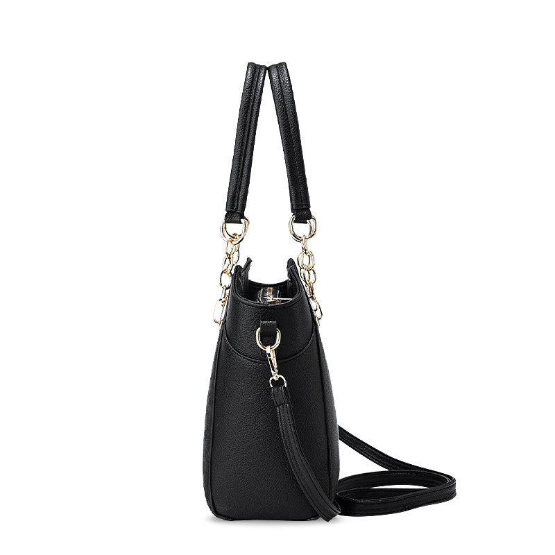 CALORA_ Vegan Leren Dames Handtas met Gouden Details en Zachte Voering