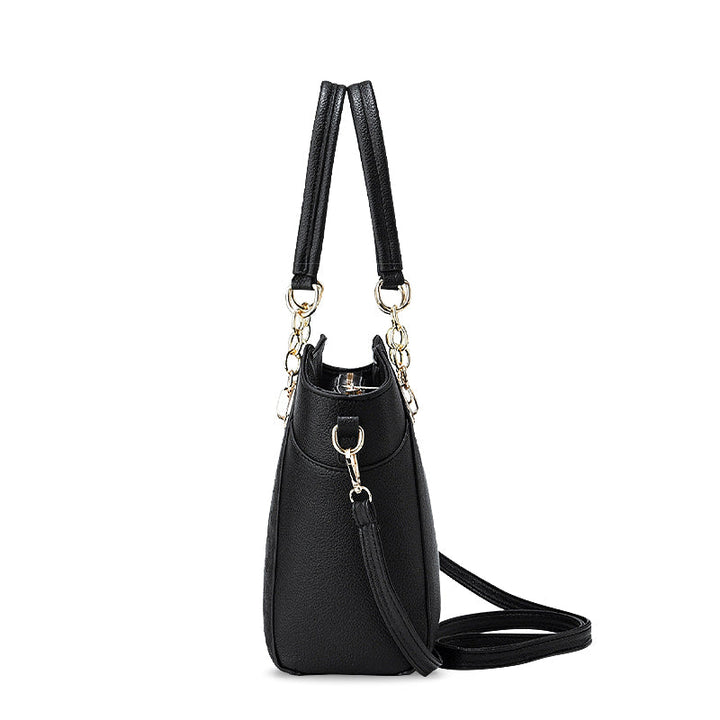 CALORA_ Vegan Leren Dames Handtas met Gouden Details en Zachte Voering