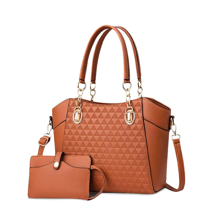 CALORA_ Vegan Leren Dames Handtas met Gouden Details en Zachte Voering