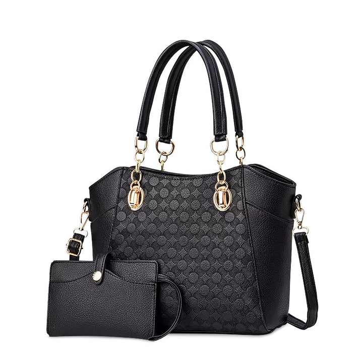 CALORA_ Vegan Leren Dames Handtas met Gouden Details en Zachte Voering