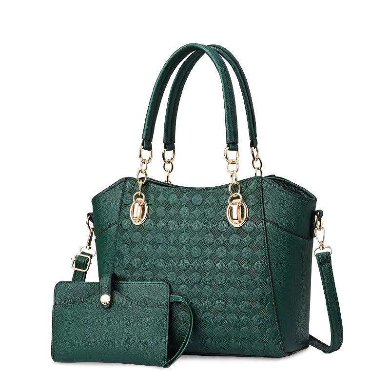 CALORA_ Vegan Leren Dames Handtas met Gouden Details en Zachte Voering