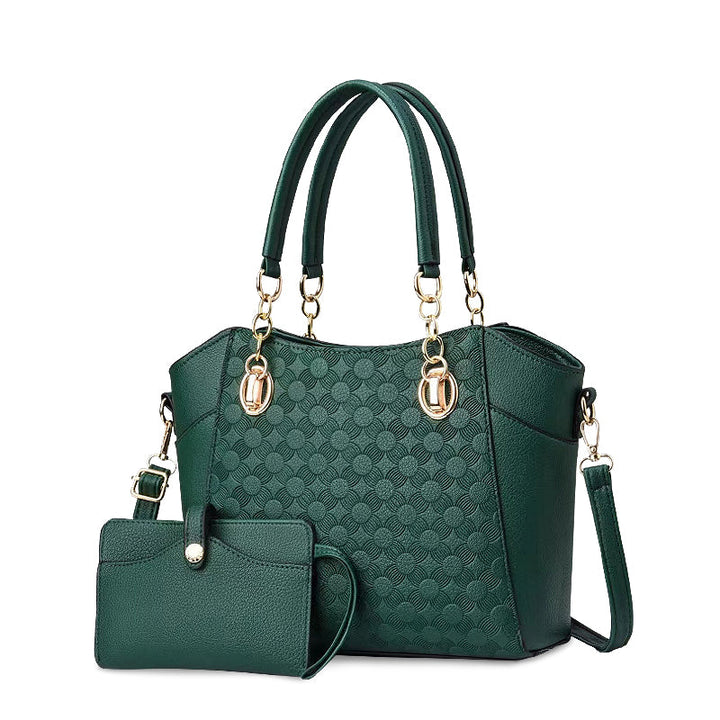CALORA_ Vegan Leren Dames Handtas met Gouden Details en Zachte Voering
