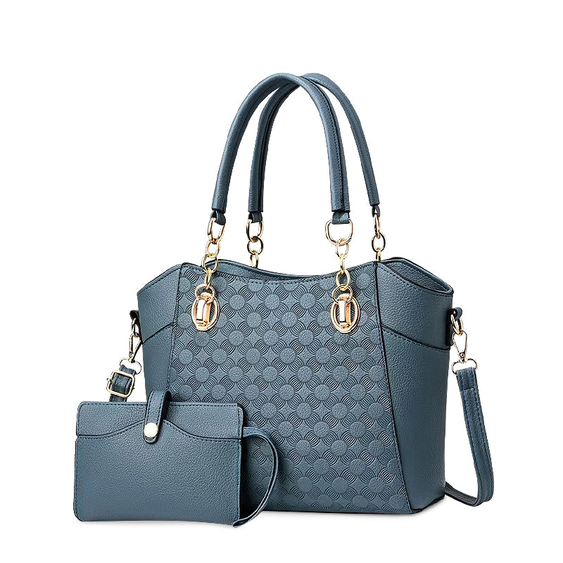 CALORA_ Vegan Leren Dames Handtas met Gouden Details en Zachte Voering