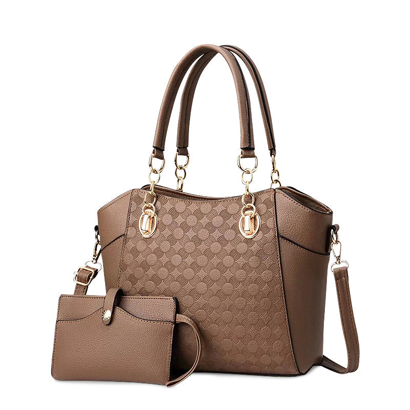 CALORA_ Vegan Leren Dames Handtas met Gouden Details en Zachte Voering