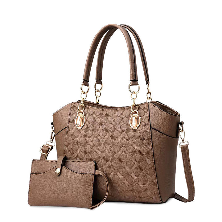 CALORA_ Vegan Leren Dames Handtas met Gouden Details en Zachte Voering
