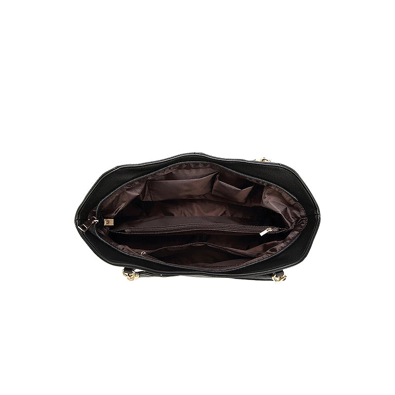 CALORA_ Vegan Leren Handtas Met Goudkleurige Details En Zachte Voering