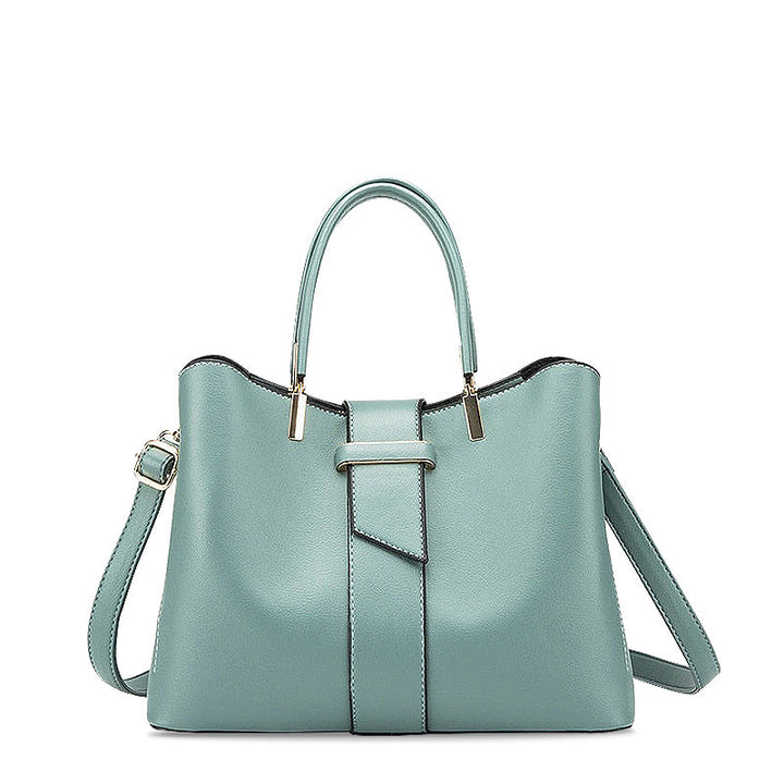 CALORA_ Vegan Leren Handtas met Goudkleurige Details en Ruim Interieur