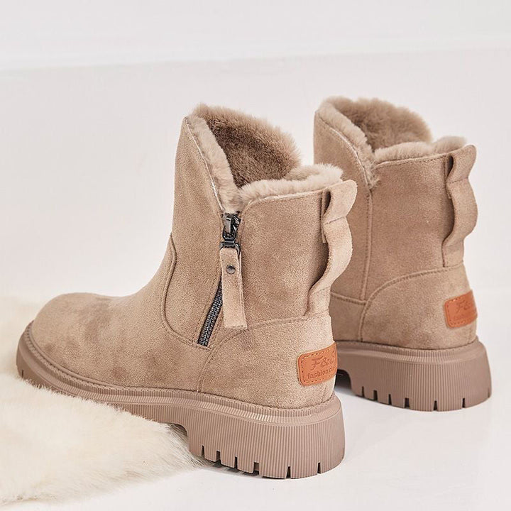 CALORA_ Vegan Leren Sneeuwlaarzen - Gevoerd & Elegant