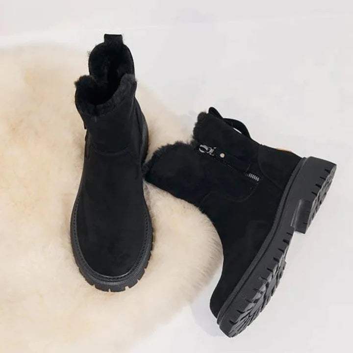 CALORA_ Vegan Leren Sneeuwlaarzen - Gevoerd & Elegant