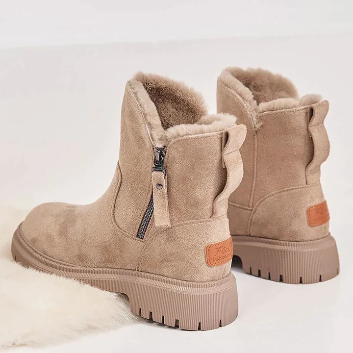 CALORA_ Vegan Leren Sneeuwlaarzen - Gevoerd & Elegant