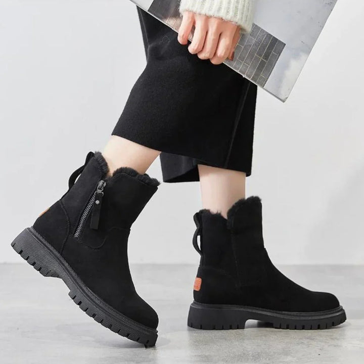 CALORA_ Vegan Leren Sneeuwlaarzen - Gevoerd & Elegant