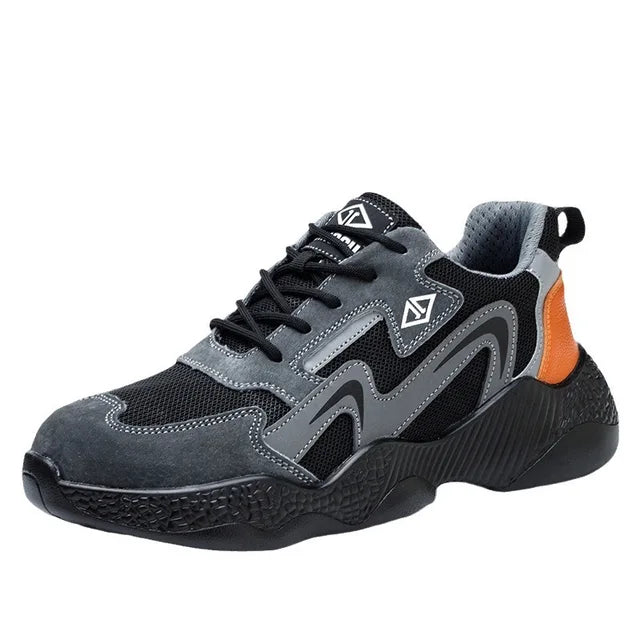 CALORA_ Veilige Zwarte Werksneakers met Stalen Neus en Comfortabel Ontwerp
