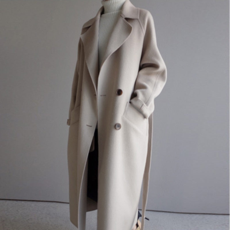 CALORA_ Veloura | Warme zachte Wolmix Trenchcoat voor dames