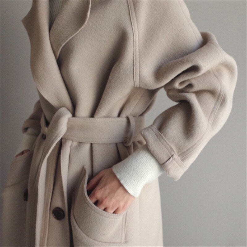 CALORA_ Veloura | Warme zachte Wolmix Trenchcoat voor dames