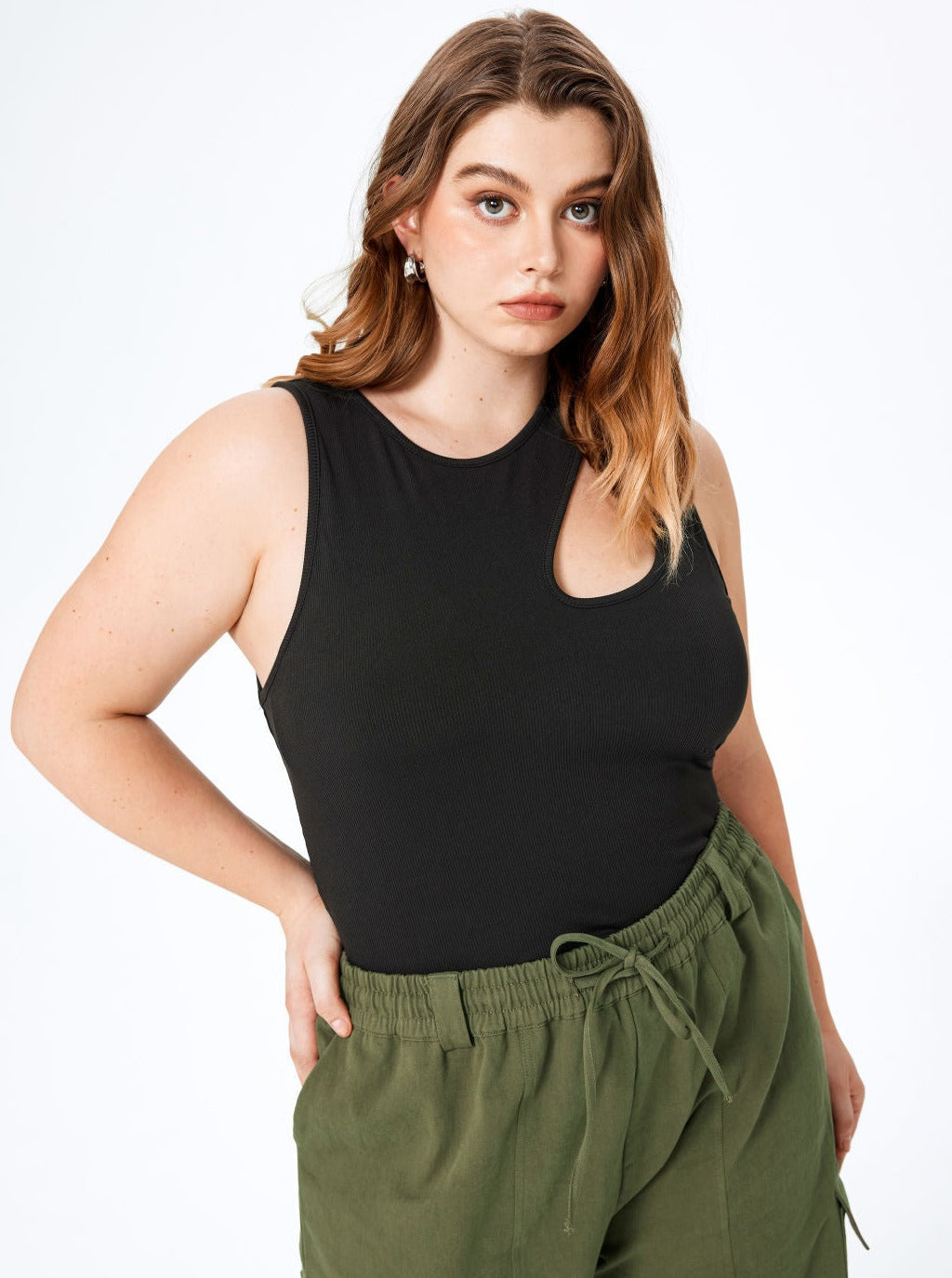 CALORA_ Verleidelijke Mouwloze Top met Ronde Hals en Oversized Pasvorm