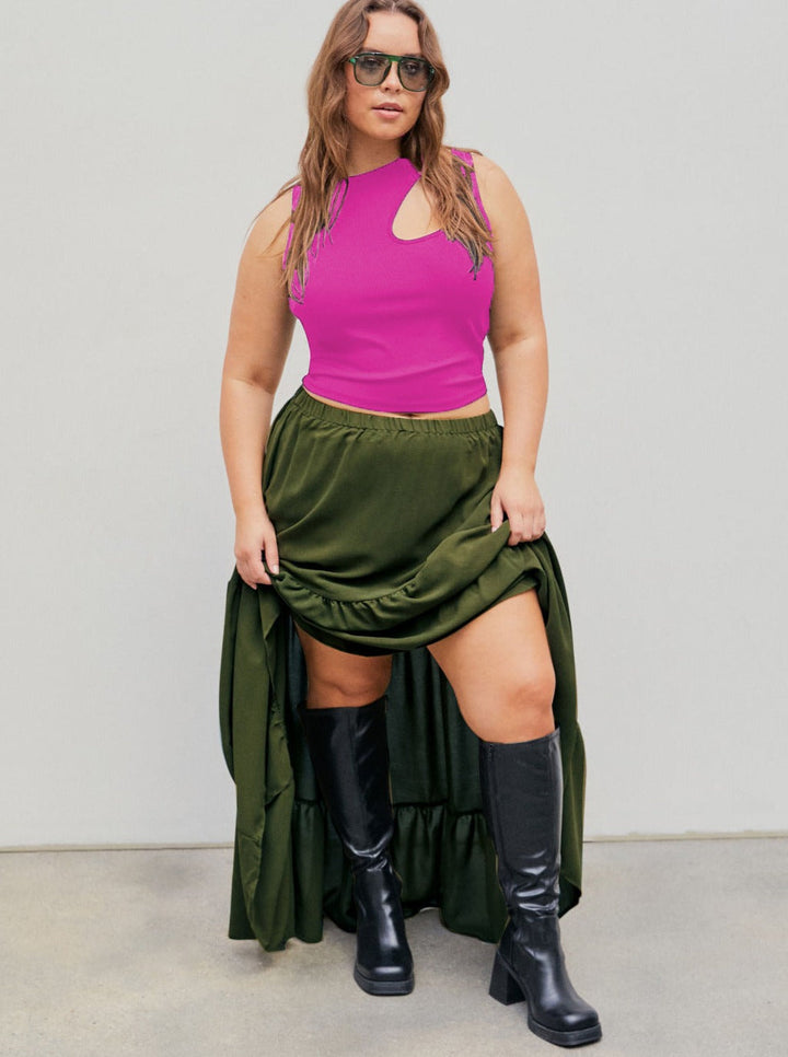 CALORA_ Verleidelijke Mouwloze Top met Ronde Hals en Oversized Pasvorm