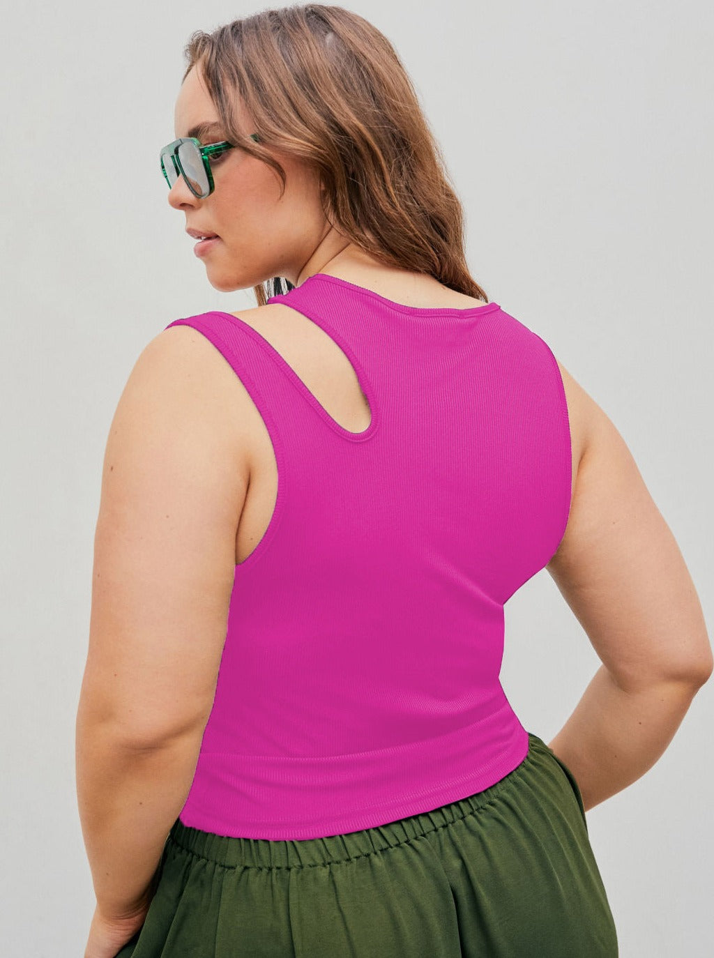 CALORA_ Verleidelijke Mouwloze Top met Ronde Hals en Oversized Pasvorm