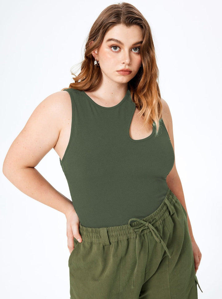 CALORA_ Verleidelijke Mouwloze Top met Ronde Hals en Oversized Pasvorm