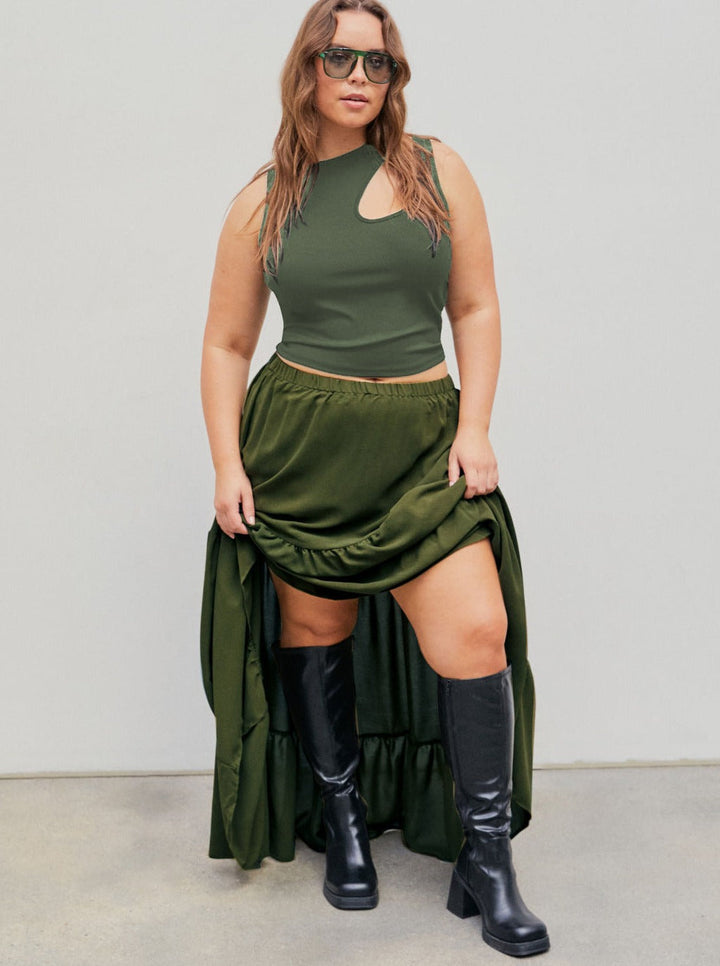 CALORA_ Verleidelijke Mouwloze Top met Ronde Hals en Oversized Pasvorm