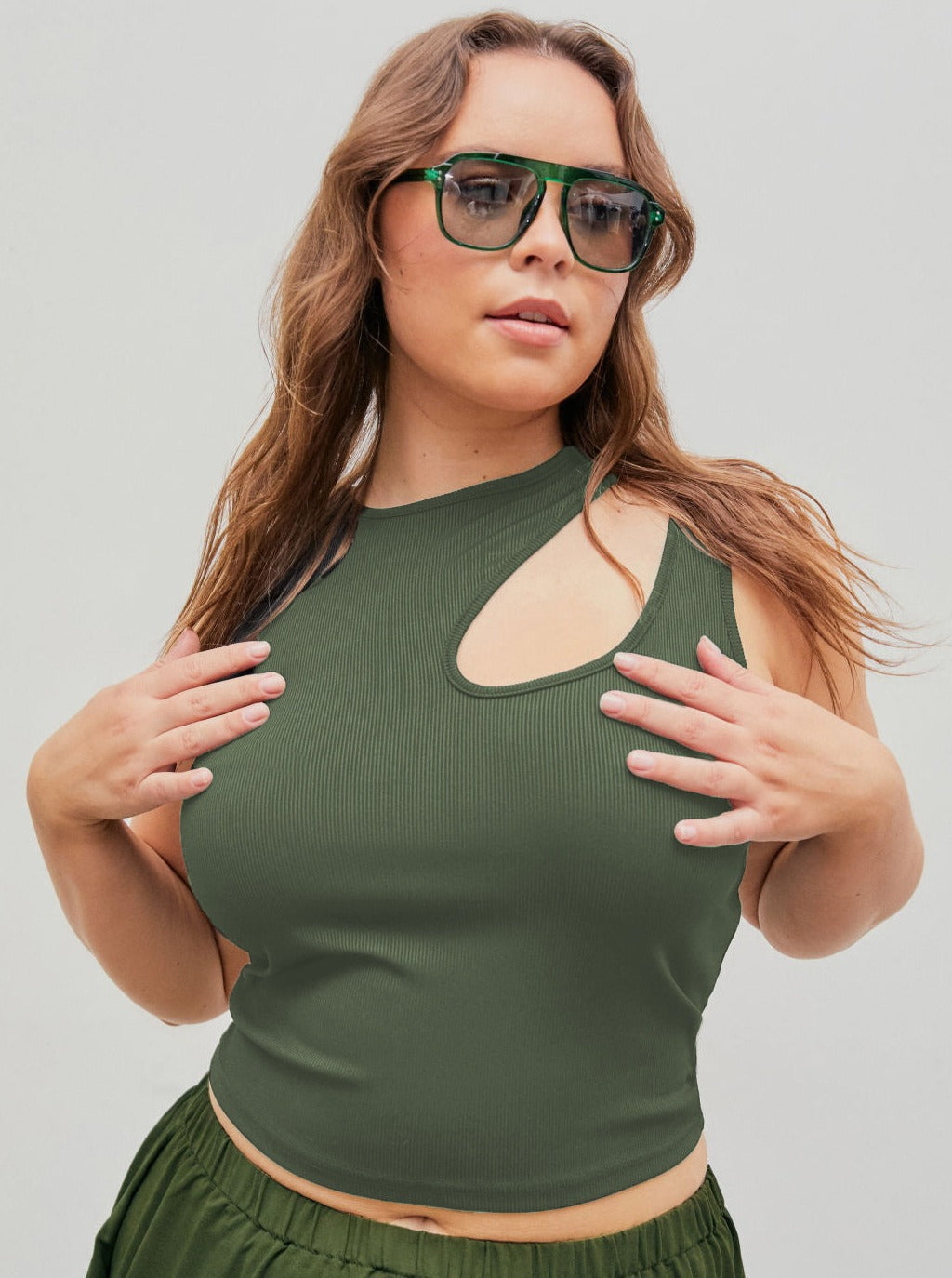 CALORA_ Verleidelijke Mouwloze Top met Ronde Hals en Oversized Pasvorm