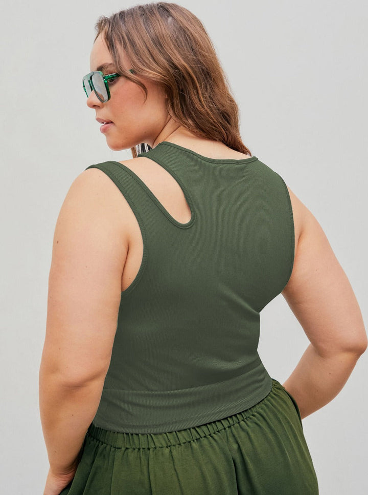 CALORA_ Verleidelijke Mouwloze Top met Ronde Hals en Oversized Pasvorm