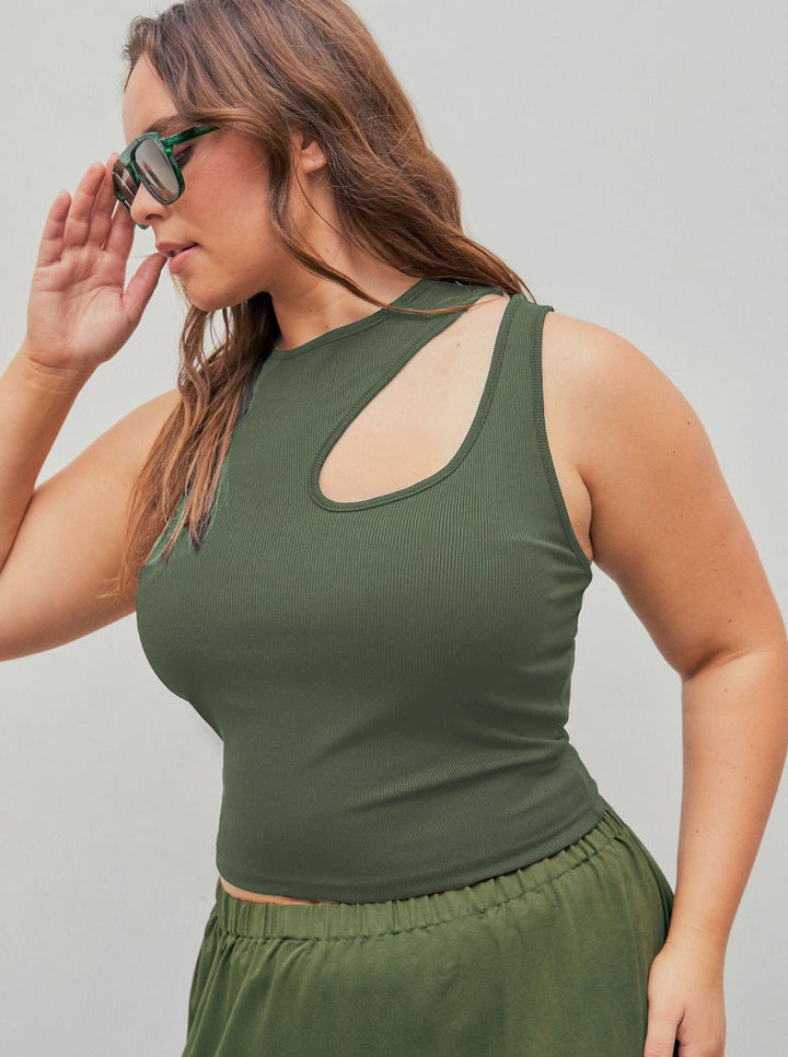 CALORA_ Verleidelijke Mouwloze Top met Ronde Hals en Oversized Pasvorm
