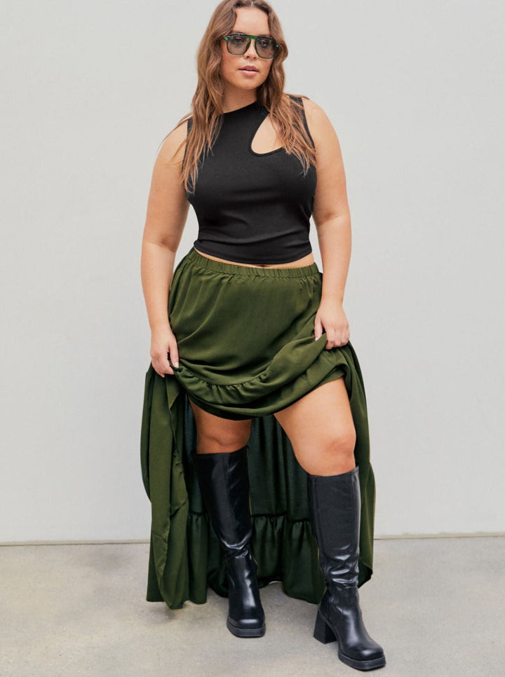 CALORA_ Verleidelijke Mouwloze Top met Ronde Hals en Oversized Pasvorm