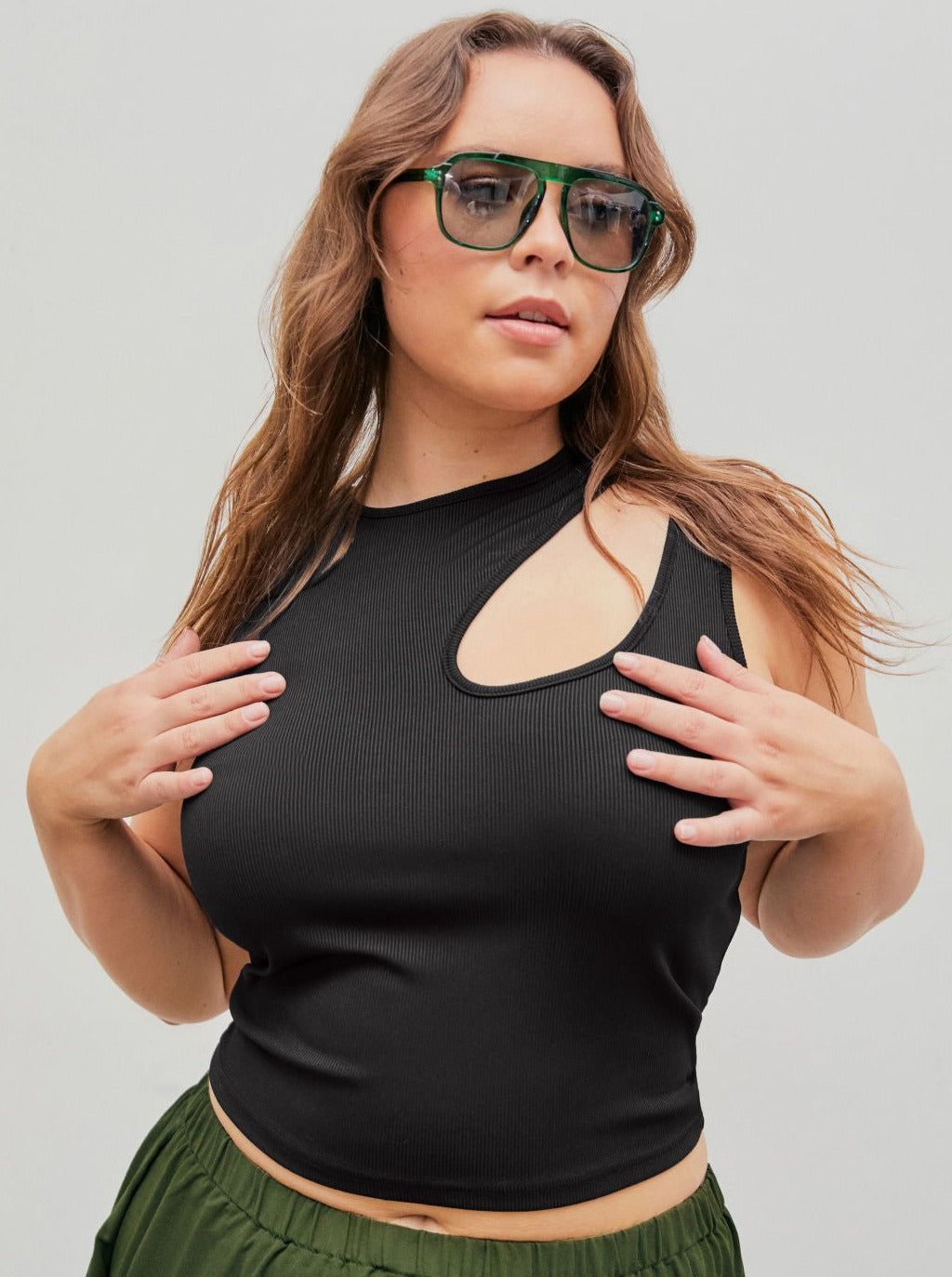 CALORA_ Verleidelijke Mouwloze Top met Ronde Hals en Oversized Pasvorm