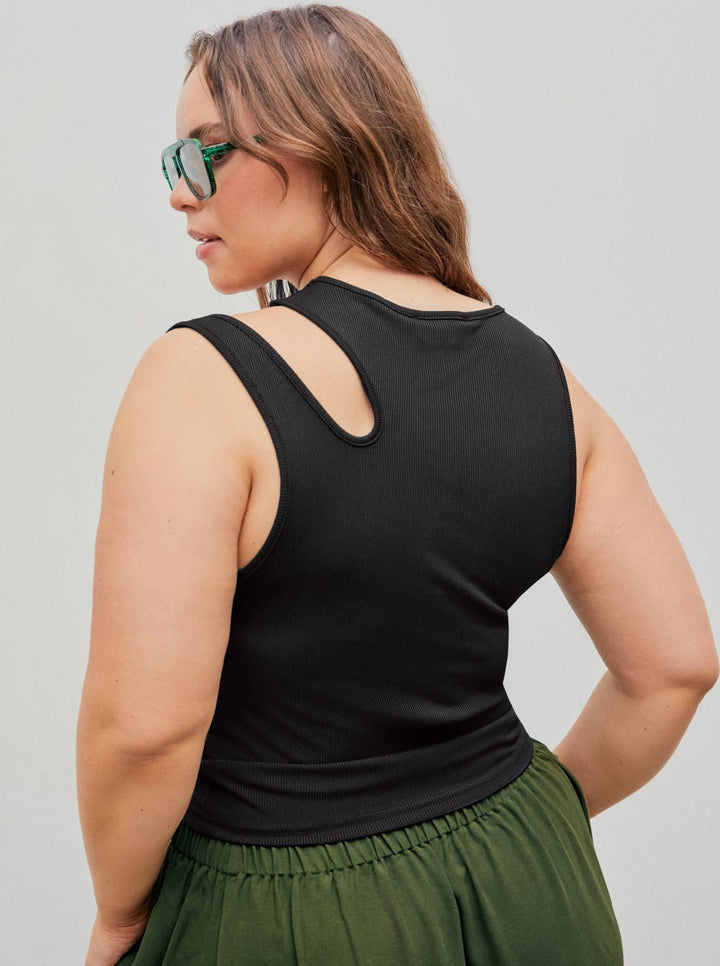 CALORA_ Verleidelijke Mouwloze Top met Ronde Hals en Oversized Pasvorm