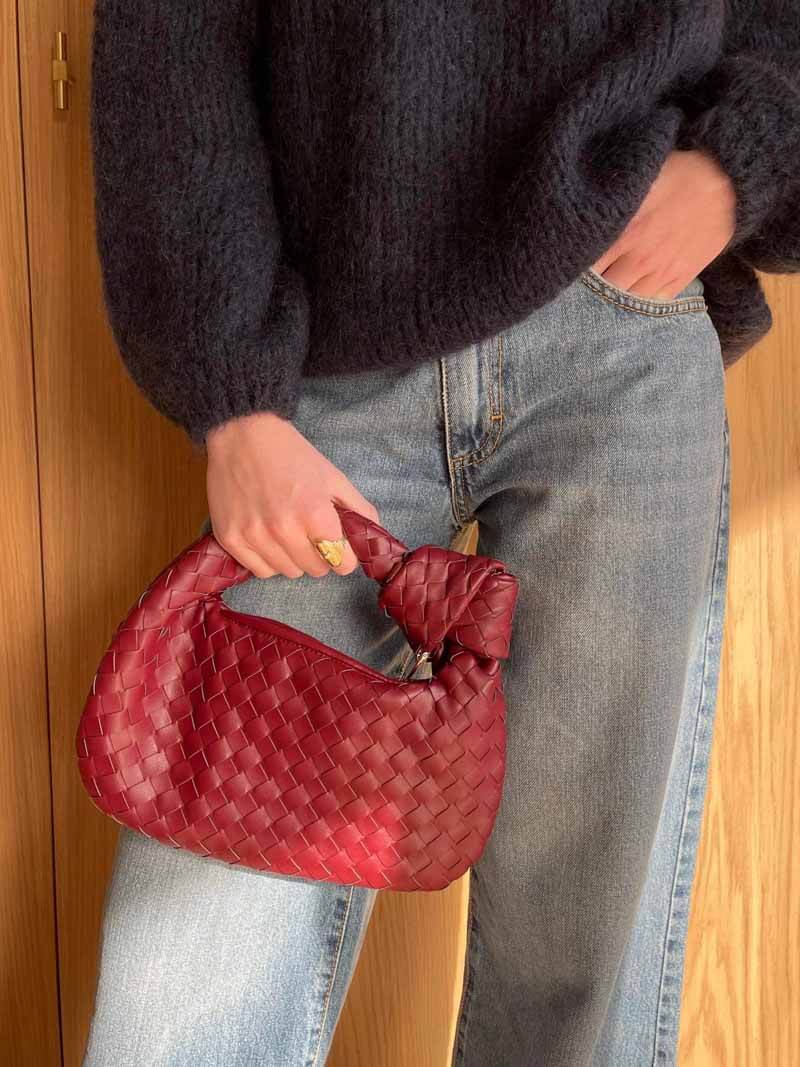 CALORA_ Versierde Mini Handtas Van Imitatie Leer Met Ingeknoopte Detail