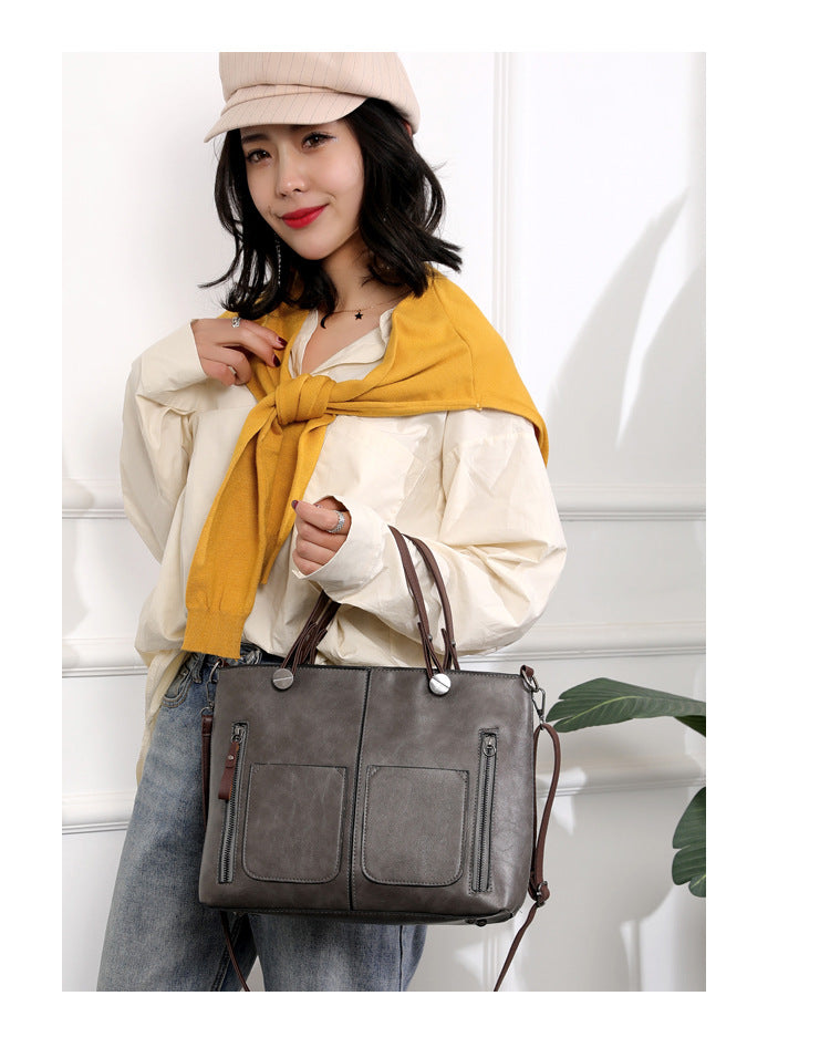 CALORA_ Vintage Leren Herfst Schoudertas voor Dames