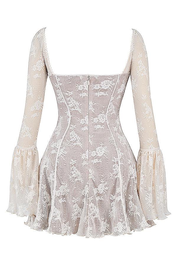 CALORA_ Vintage crèmekleurige korsetjurk met kant