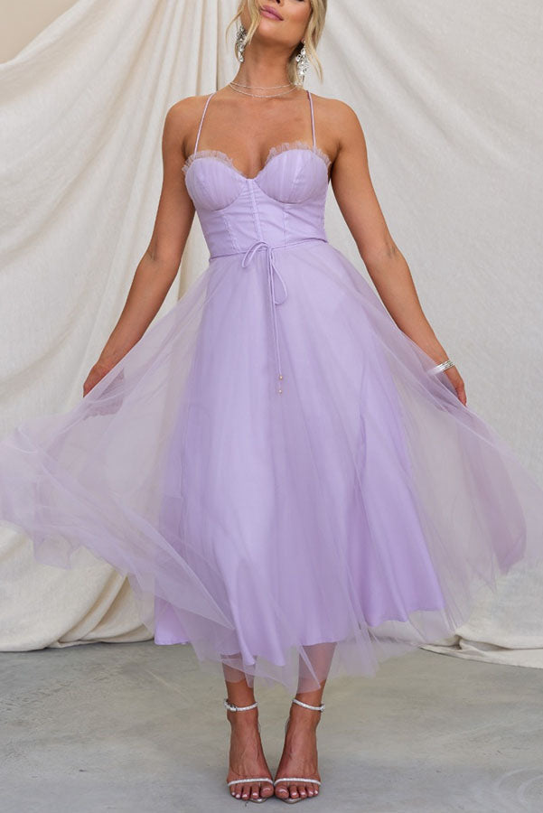 CALORA_ Vrouwelijke Maxi Jurk met Elegante Vloeiende Ontwerp en Mouwenloze Hals