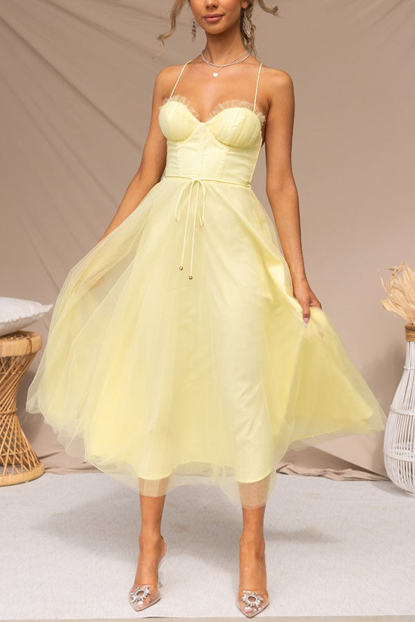 CALORA_ Vrouwelijke Maxi Jurk met Elegante Vloeiende Ontwerp en Mouwenloze Hals