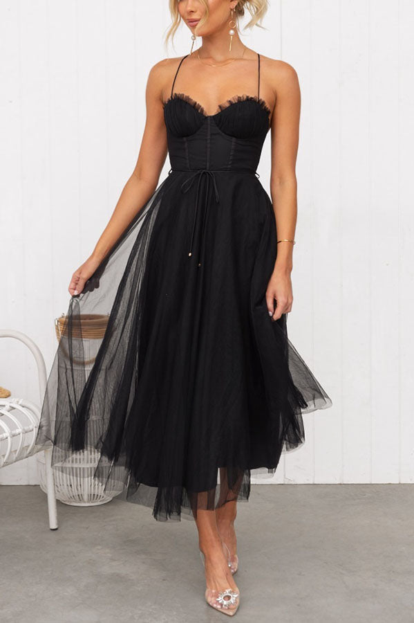 CALORA_ Vrouwelijke Maxi Jurk met Elegante Vloeiende Ontwerp en Mouwenloze Hals