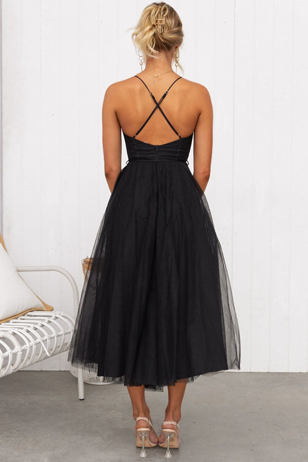 CALORA_ Vrouwelijke Maxi Jurk met Elegante Vloeiende Ontwerp en Mouwenloze Hals