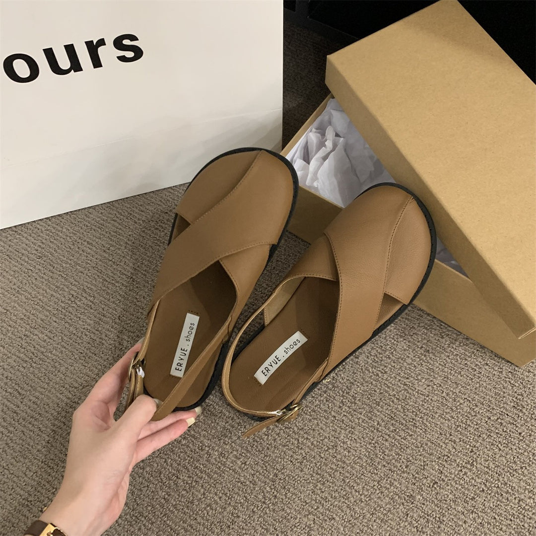 CALORA_ Vrouwelijke Sandalen Zomer Retro Franse Casual Schoenen