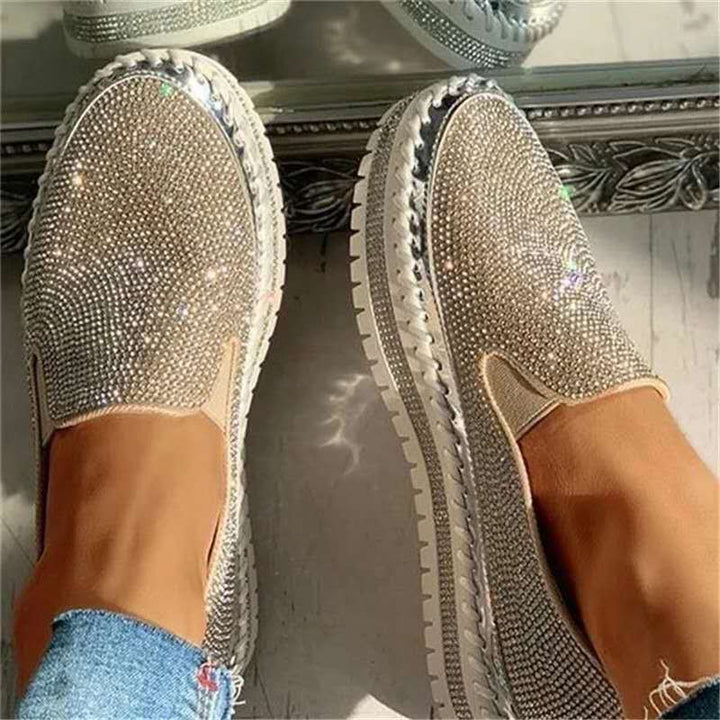 CALORA_ Vrouwen Slip-On Schoenen met Strass en Ademend Design