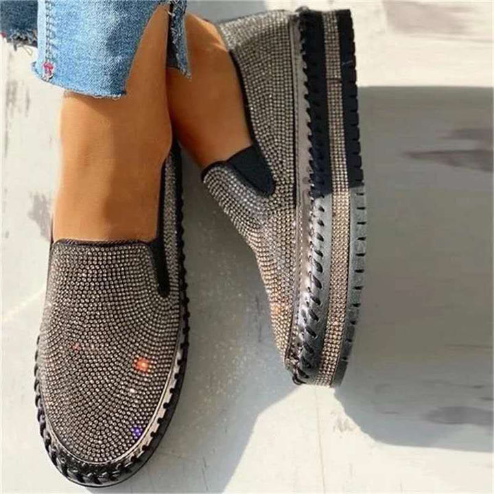 CALORA_ Vrouwen Slip-On Schoenen met Strass en Ademend Design