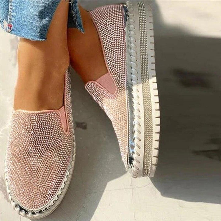 CALORA_ Vrouwen Slip-On Schoenen met Strass en Ademend Design