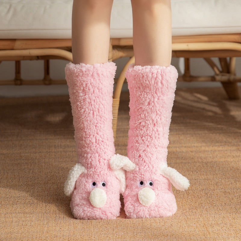 CALORA_ Warme Pantoffels voor Volwassenen - Winter Slaapsokken met Schattige Puppy Patroon