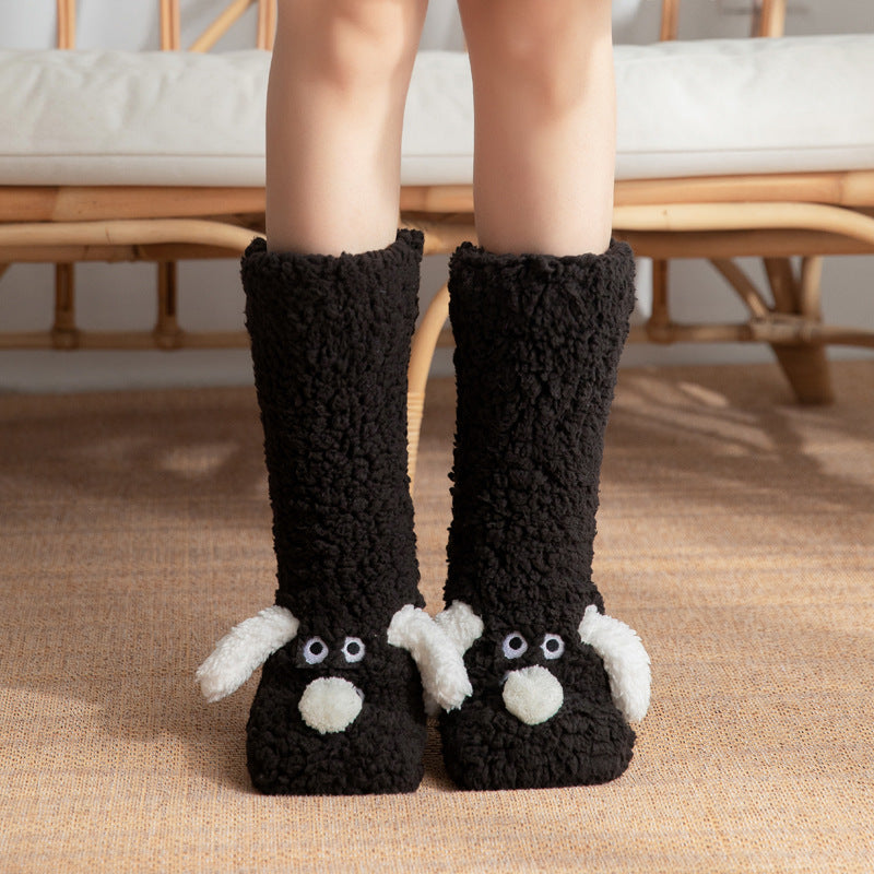 CALORA_ Warme Pantoffels voor Volwassenen - Winter Slaapsokken met Schattige Puppy Patroon