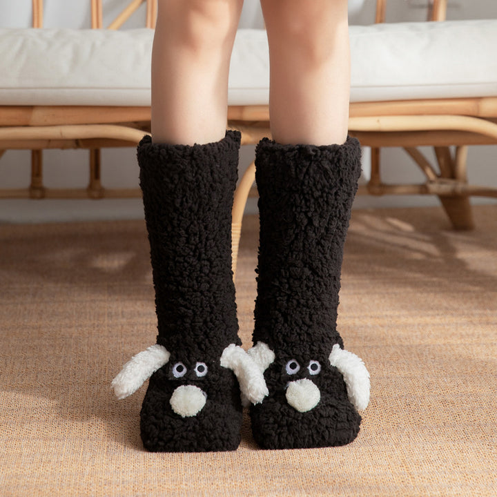 CALORA_ Warme Pantoffels voor Volwassenen - Winter Slaapsokken met Schattige Puppy Patroon