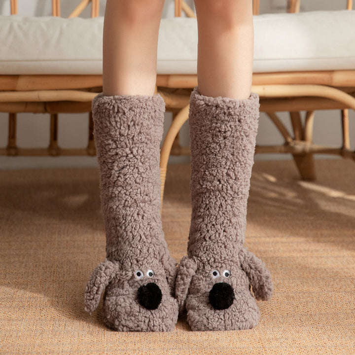 CALORA_ Warme Pantoffels voor Volwassenen - Winter Slaapsokken met Schattige Puppy Patroon