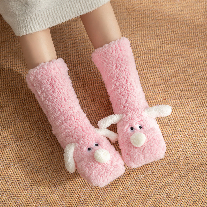 CALORA_ Warme Pantoffels voor Volwassenen - Winter Slaapsokken met Schattige Puppy Patroon